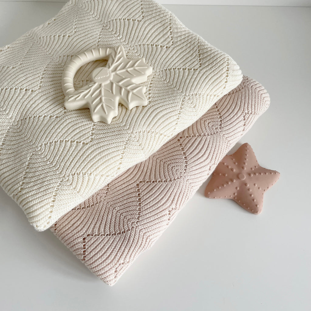 Scallop Knit Blanket - GOTS Natural
