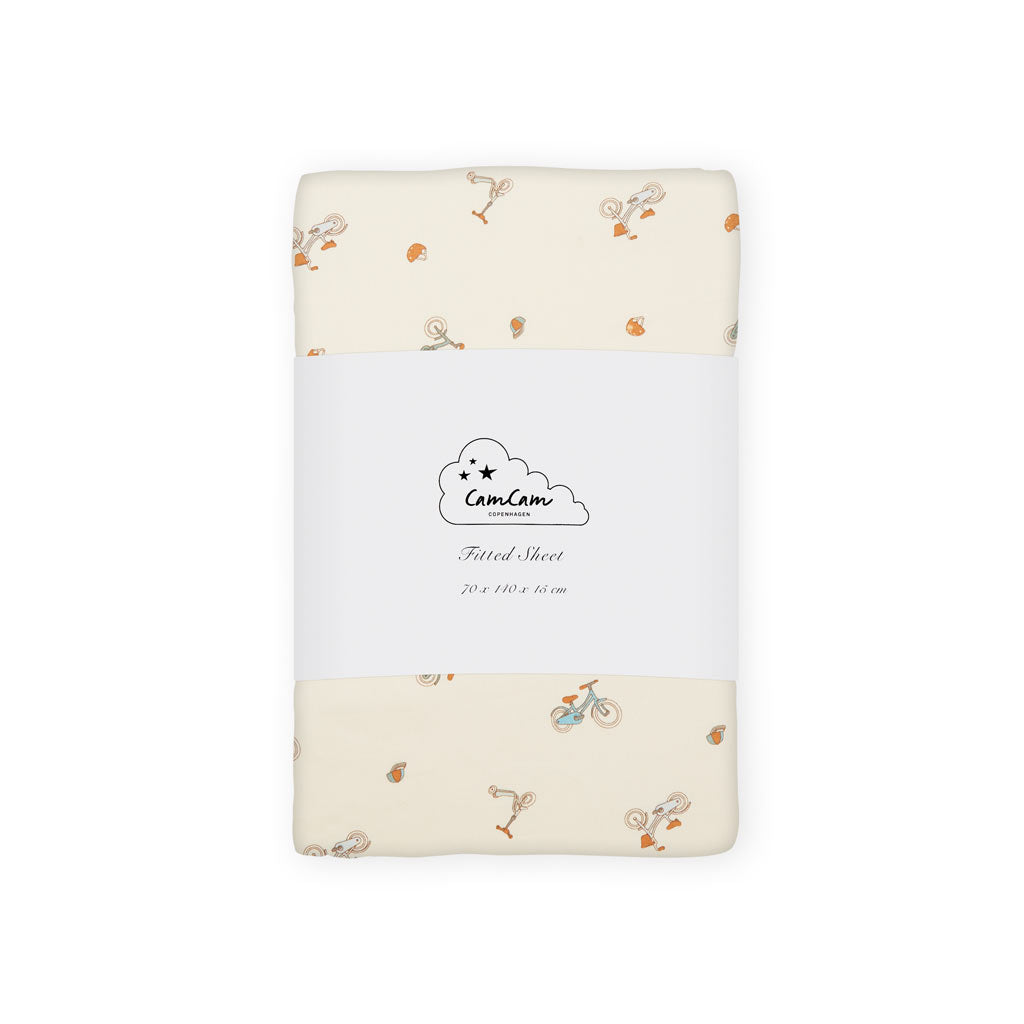 Sheet, Fitted, 70x140x15cm - GOTS - Bicycles