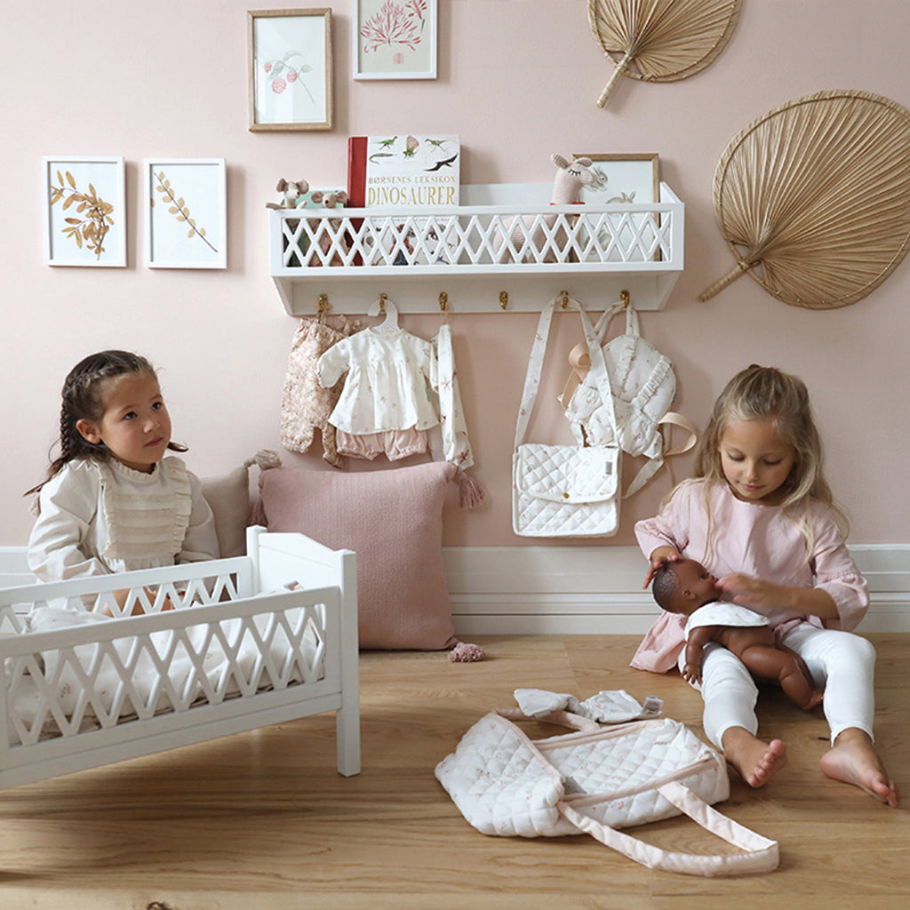 Harlequin Shelf with Hooks - White