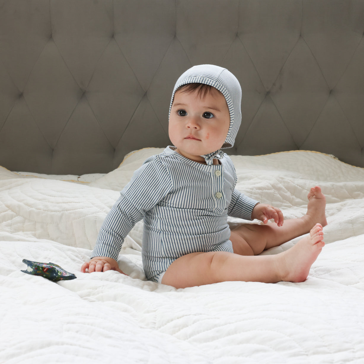 Baby Bonnet - GOTS - Classic Stripes Blue