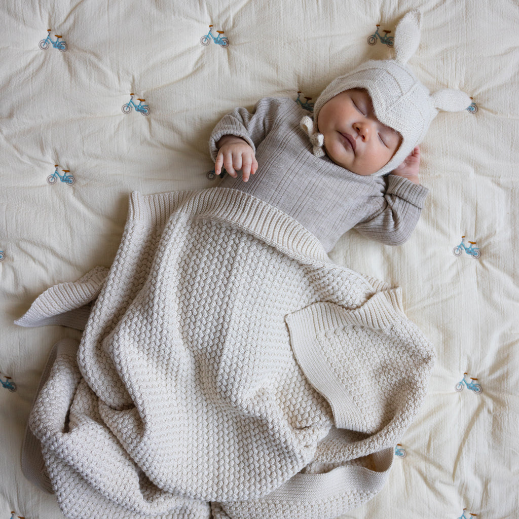 Harper Baby Knit Throw - GOTS - Off White