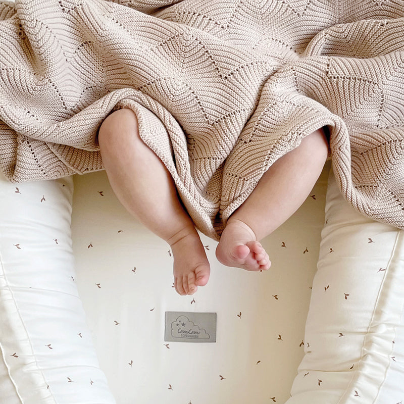 Scallop Knit Blanket - GOTS Almond