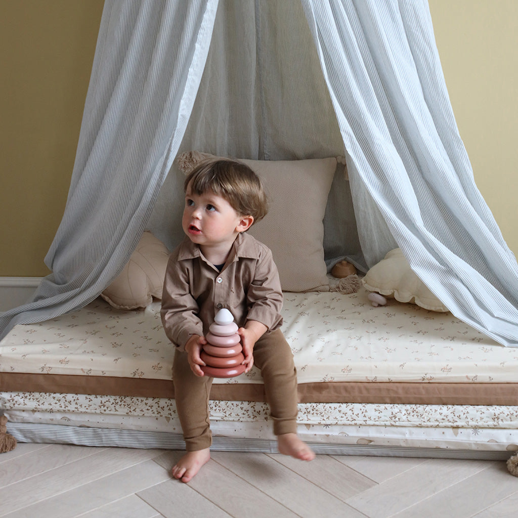 Bed Canopy - GOTS Classic Stripes Blue