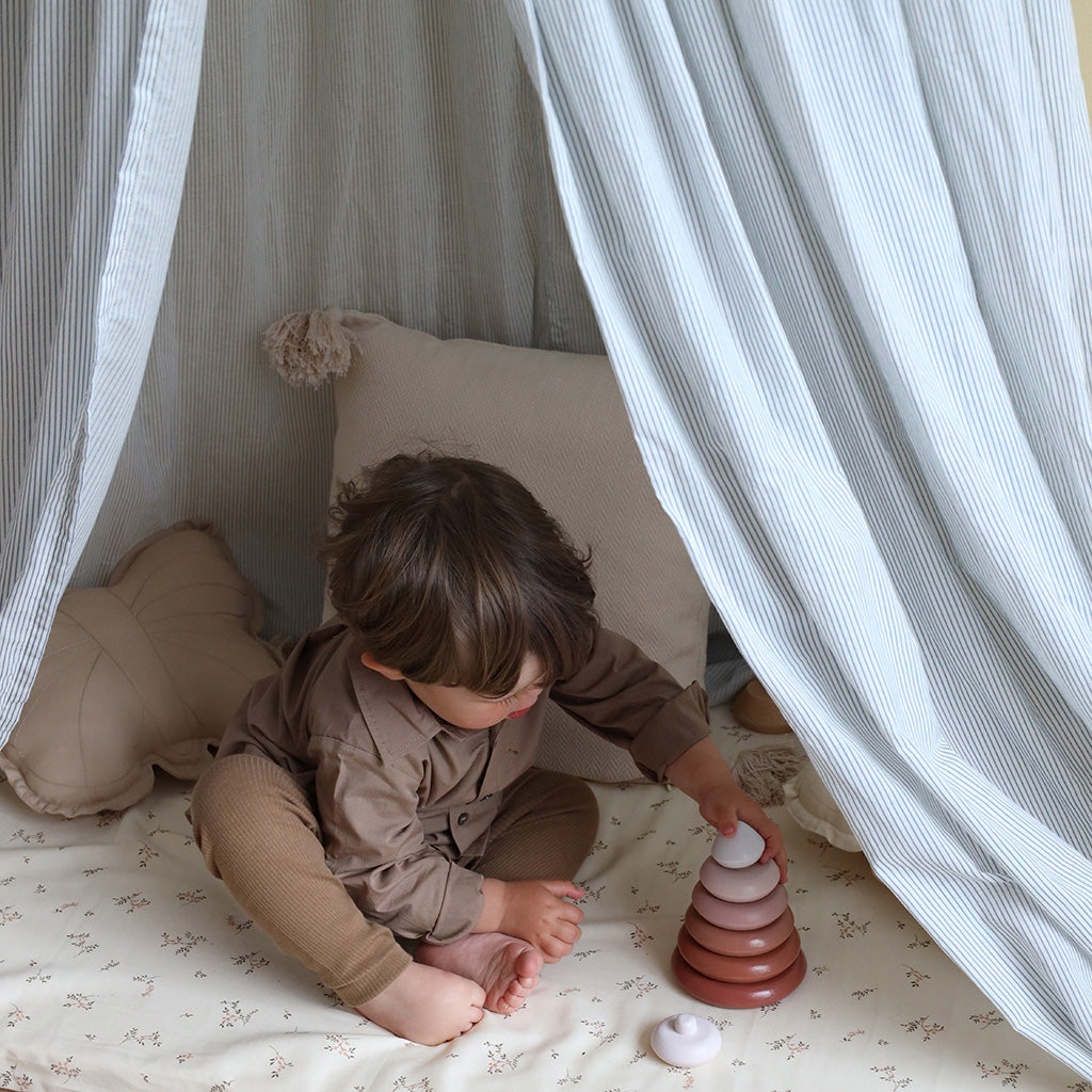 Bed Canopy - GOTS Classic Stripes Blue