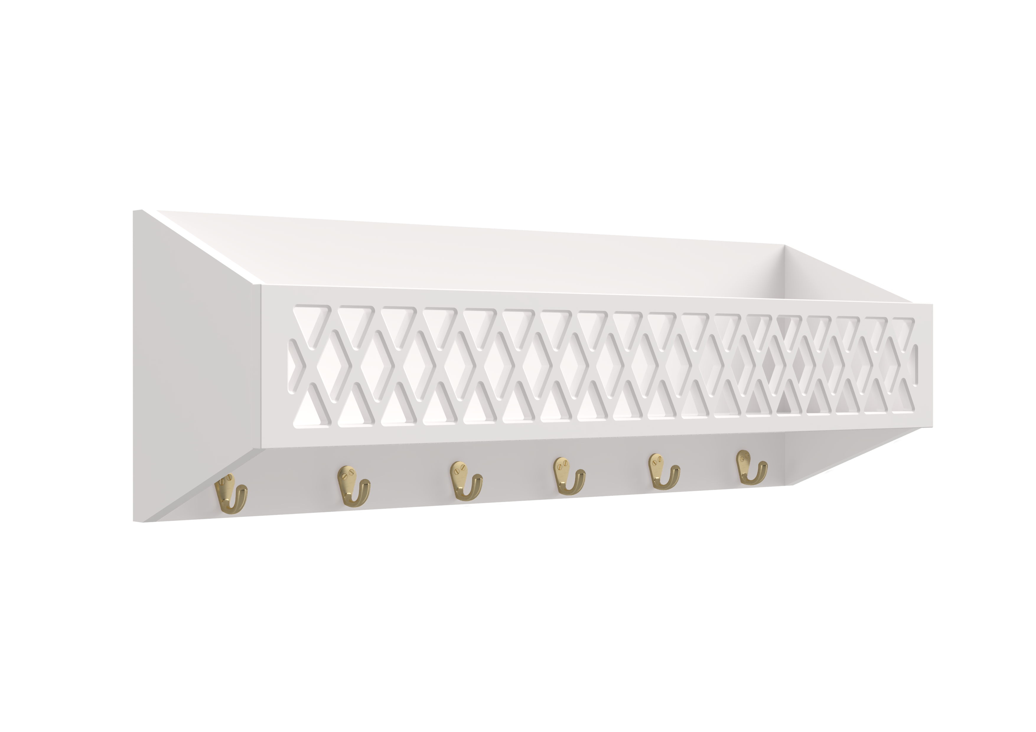 Harlequin Shelf with Hooks - White