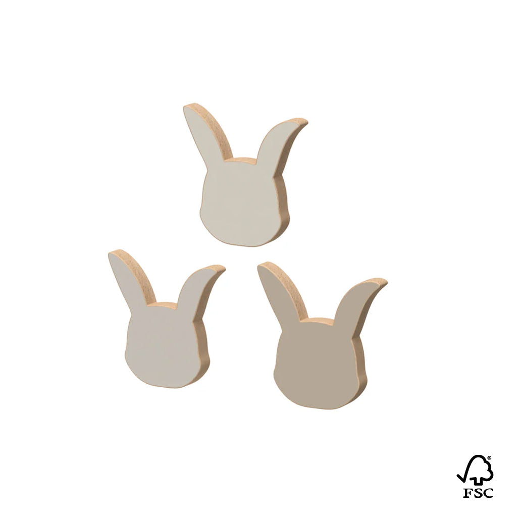 Wooden Bunny Hooks, 3-pack - FSC 100%