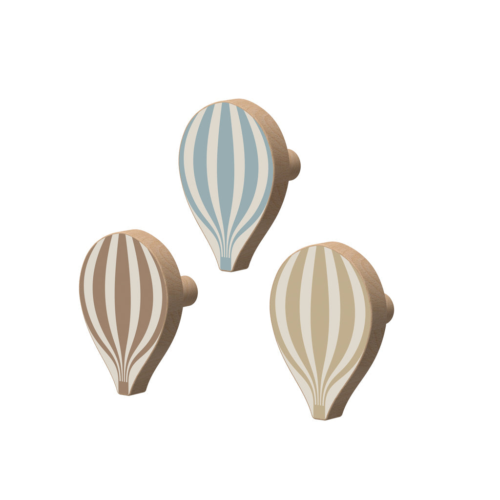 Wooden Hot Air Ballon Hooks, 3-pack - FSC 100%