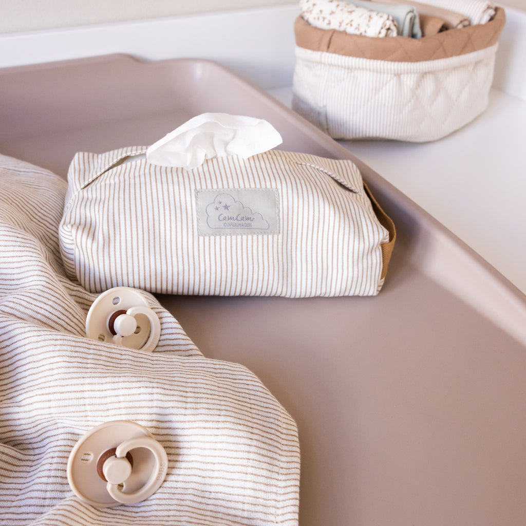 Wet Wipe Cover - GOTS Classic Stripes Camel