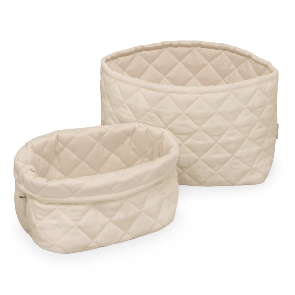 Quilted Storage Basket, Set of Two - OCS - Praline