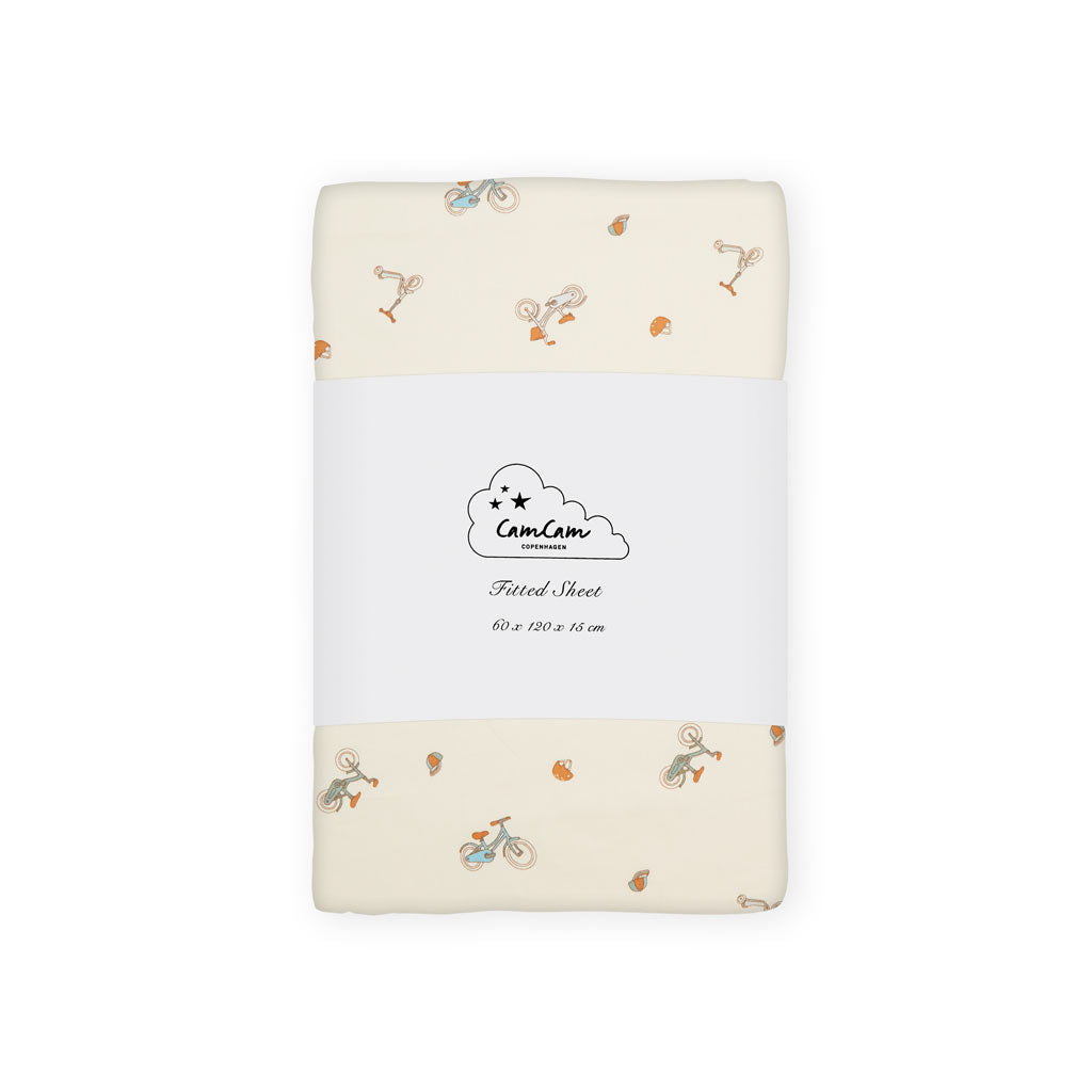 Sheet, Fitted, 60x120x15cm - GOTS - Bicycles