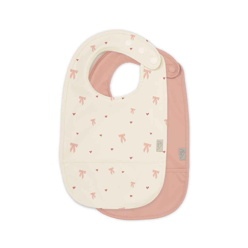 Bib w/ pocket, 2-pack - Bows