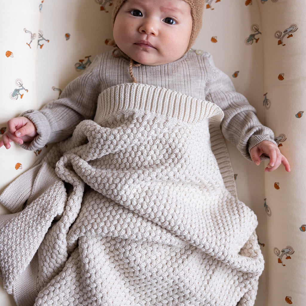 Harper Baby Knit Throw - GOTS - Off White