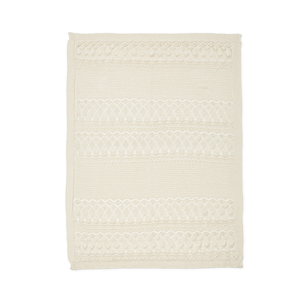 Pointelle Baby Knit Throw - GOTS - Off White