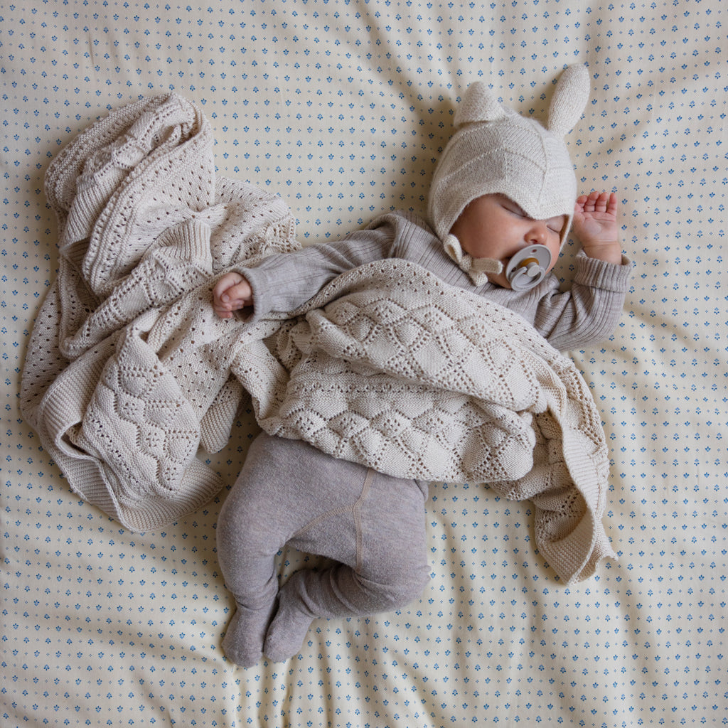 Pointelle Baby Knit Throw - GOTS - Off White