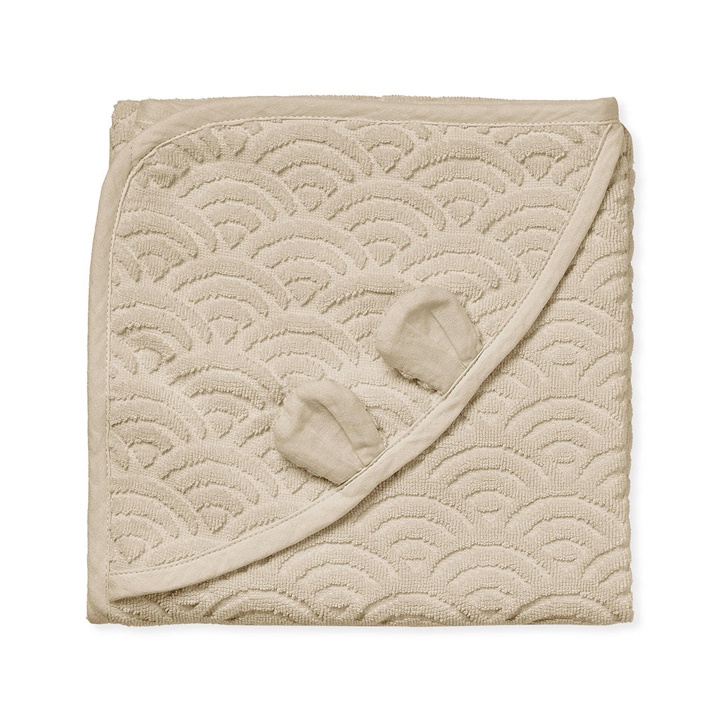 Towel, Baby, hooded w/ ears - GOTS Almond