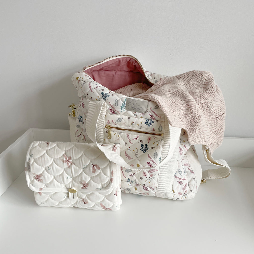 Changing Mat, Quilted - OCS Windflower Creme