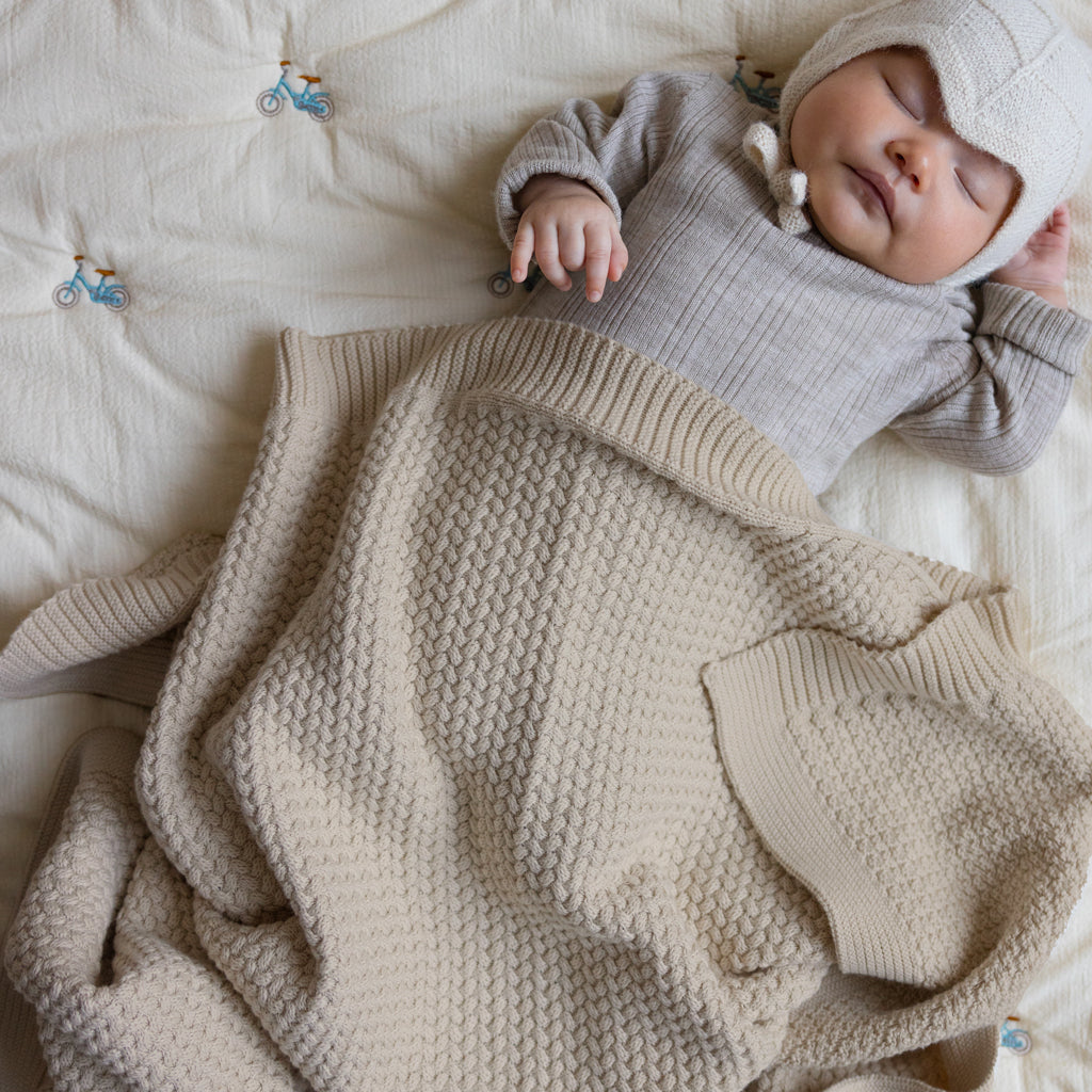 Harper Baby Knit Throw - GOTS - Latte